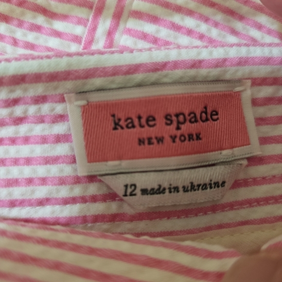 Kate Spade Pink Striped Seersucker Shorts 12 Side Zip Flat Front Pockets - Picture 5 of 9